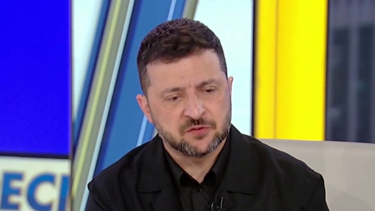 Volodymyr Zelenskyy speaks during a Fox News interview on a special report