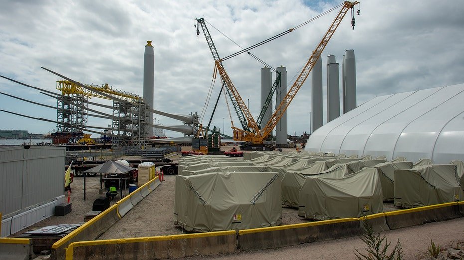 Wind turbine parts in Contecticut in August 2025