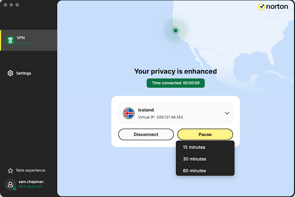 pause connection norton vpn