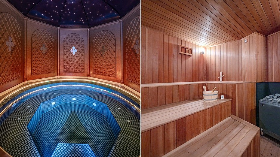 The house also includes an internal resort and a sauna.