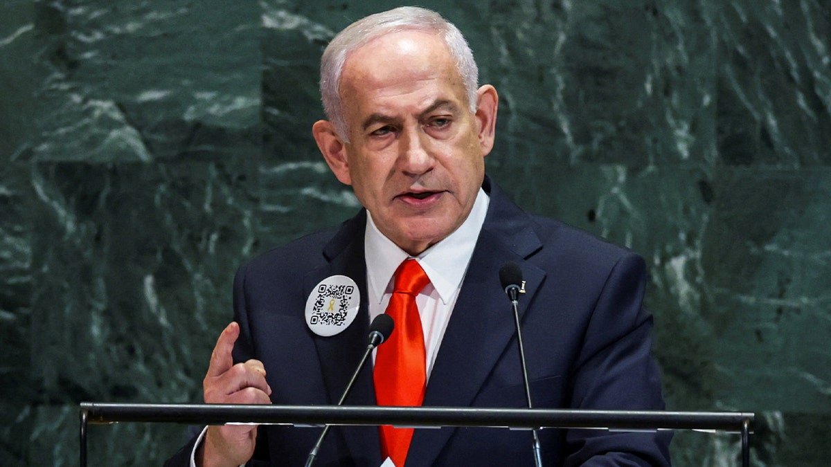 Israeli Prime Minister Benjamin Netanyahu addresses the eighties at the United Nations headquarters in New York City, September 26, 2025.