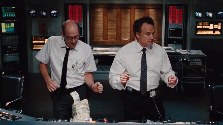 Gary and Steve make a small dance in the facility in the cabin in the forest