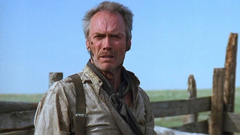 Clint Eastwood has a spot of pork chaos on his face as Will Money