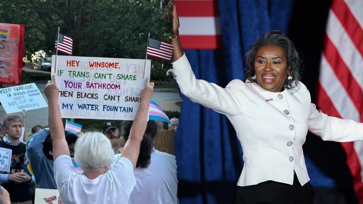 Virginia leaders of both parties condemned a racist mark aimed at the ruler, Lieutenant Winsome Earle-SEARS, who grew up during a protest outside the school board where she was speaking.