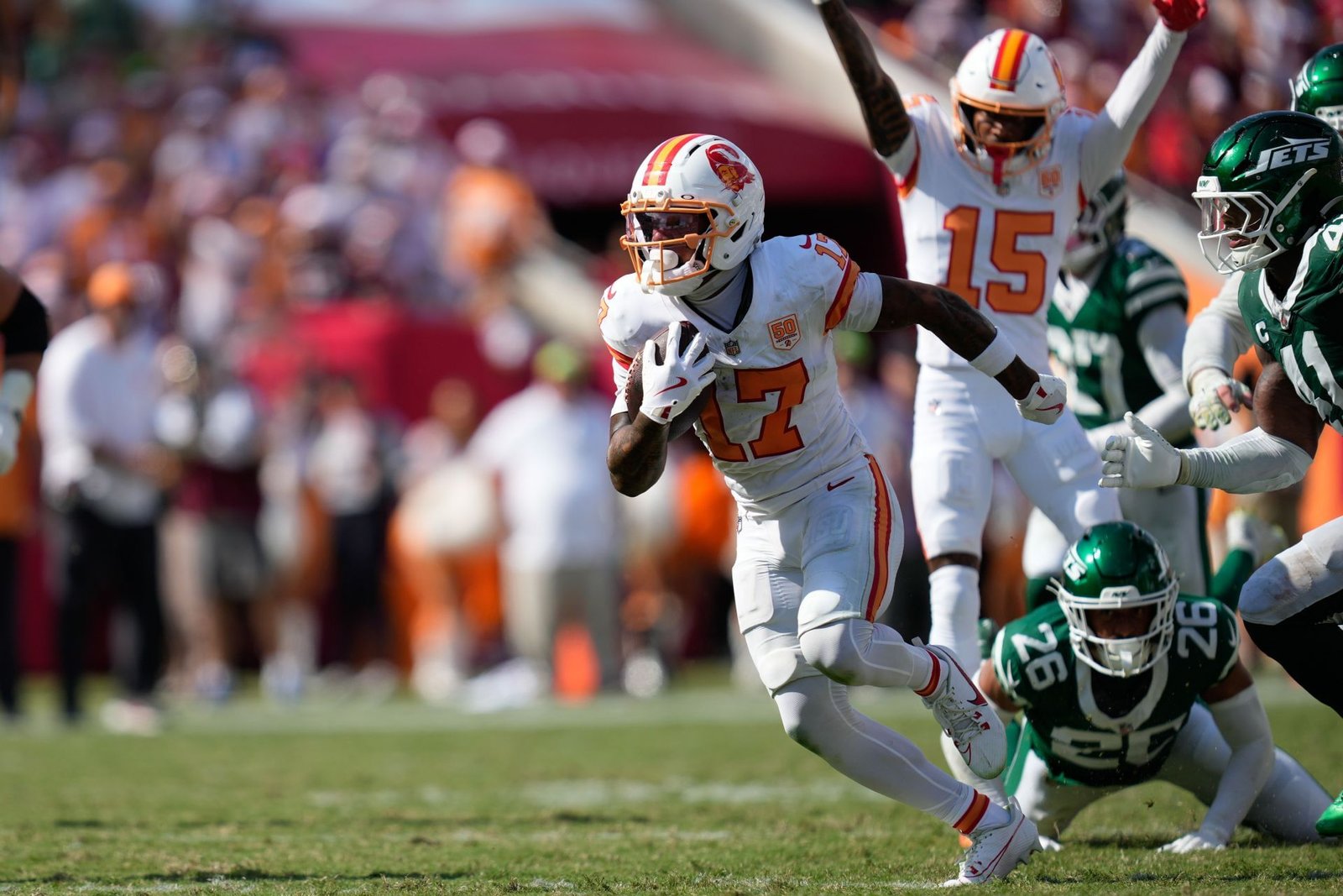 Steling Shepard (No. 17) in Jets at Buccaneers - Source: Getty