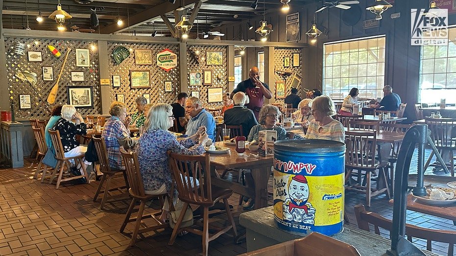 Diners at Cracker Barrel after announcing the new logo and rename the brand.