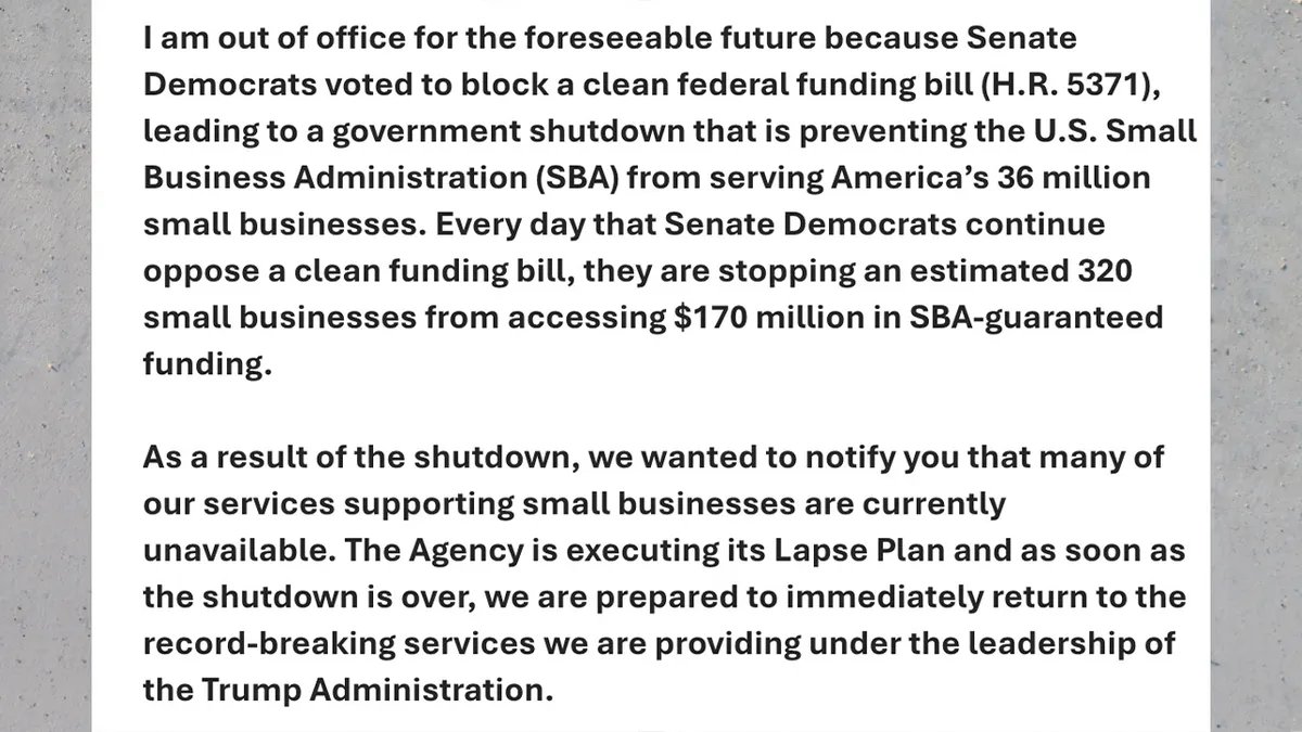 Email SBA during closing