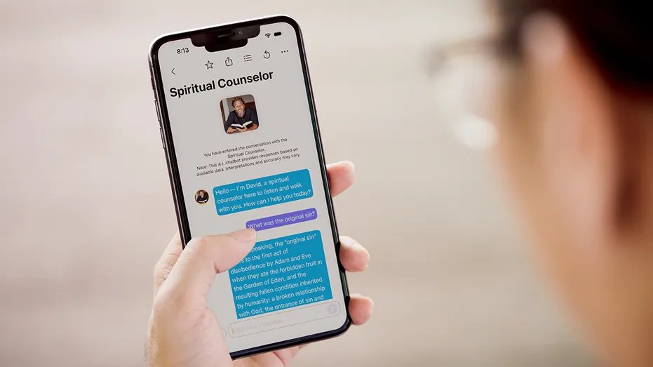 "Text with Jesus" App AI AI Substral Cathed shown on iPhone