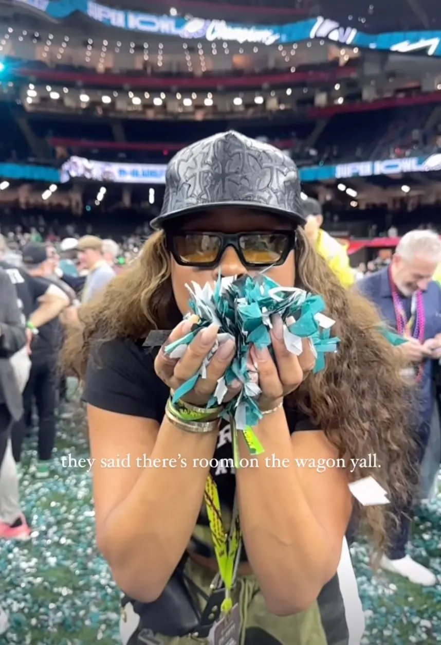 Kayla Nicole celebrates the eagles
