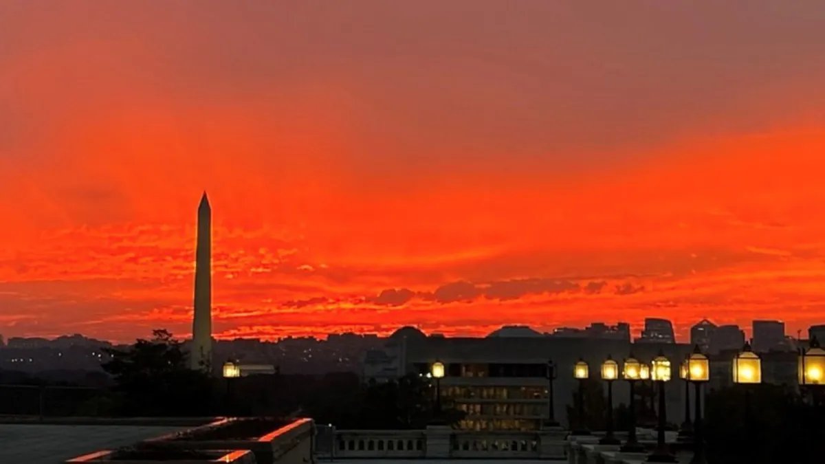 Red sunset in Washington, DC