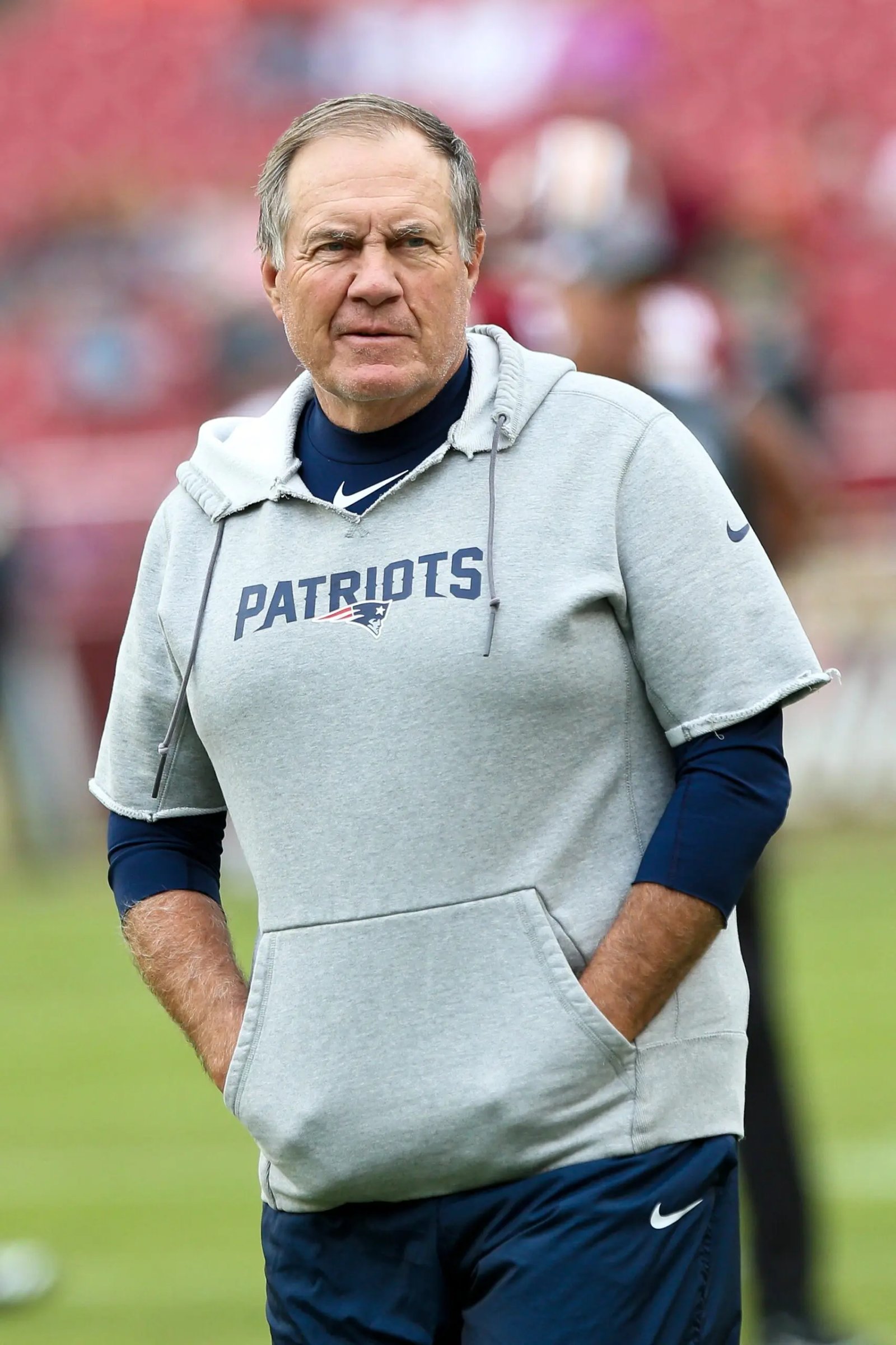 The New England Patriots visit the Washington Redskins at FedEx Field. October 06, 2019 Pictured: Bill Belichick. Image source: TKP/MEGA TheMegaAgency.com +1 888 505 6342 (Mega Agency TagID: MEGA522877_003.jpg) [Photo via Mega Agency]