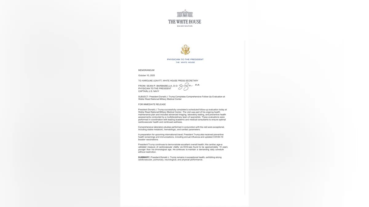 A note from the doctor to the president