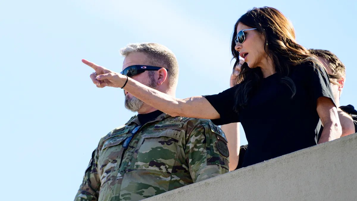 Points out Homeland Security Secretary Kristi Noem