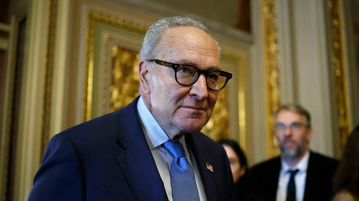 Senate Minority Leader Chuck Schumer, D-N.Y., outside the Senate floor.