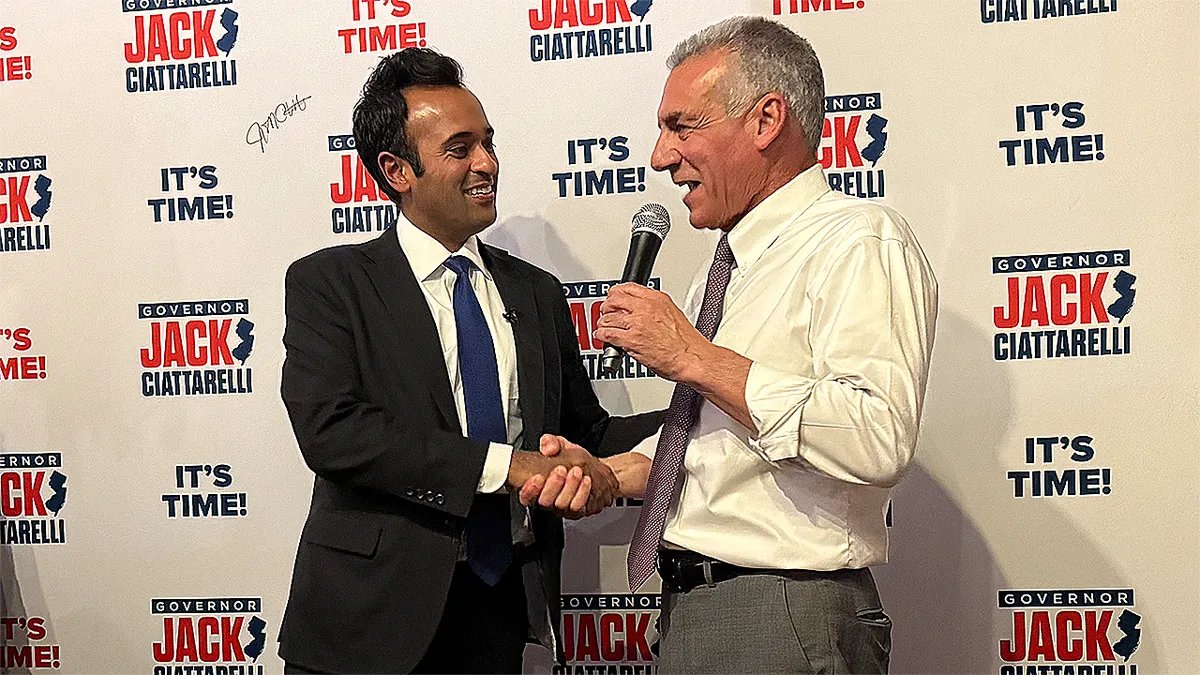 Vivek Ramaswamy and Jack Ciattarelli on the campaign trail in New Jersey