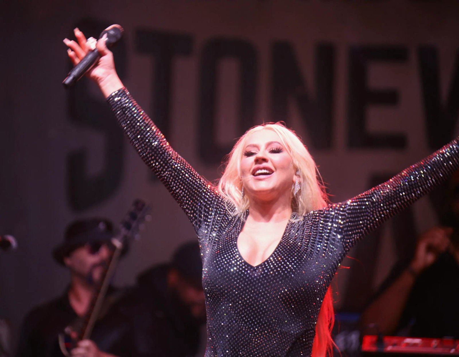Christina Aguilera performs at the Stonewall Day Pride event