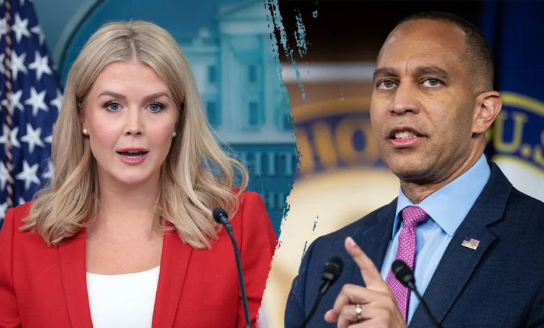 1760717435 Jeffries attacks Leavitt as sick and demented amid government shutdown.png