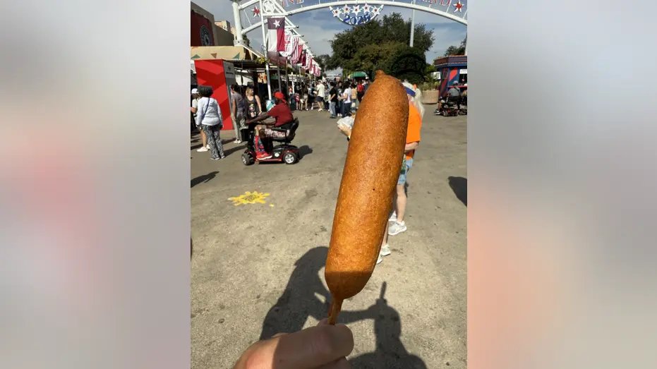 Fletcher's corny hot dog on a stick.