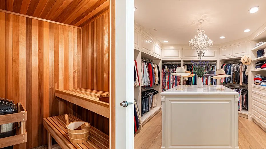 The master bedroom also includes a sauna and a walk-in closet.