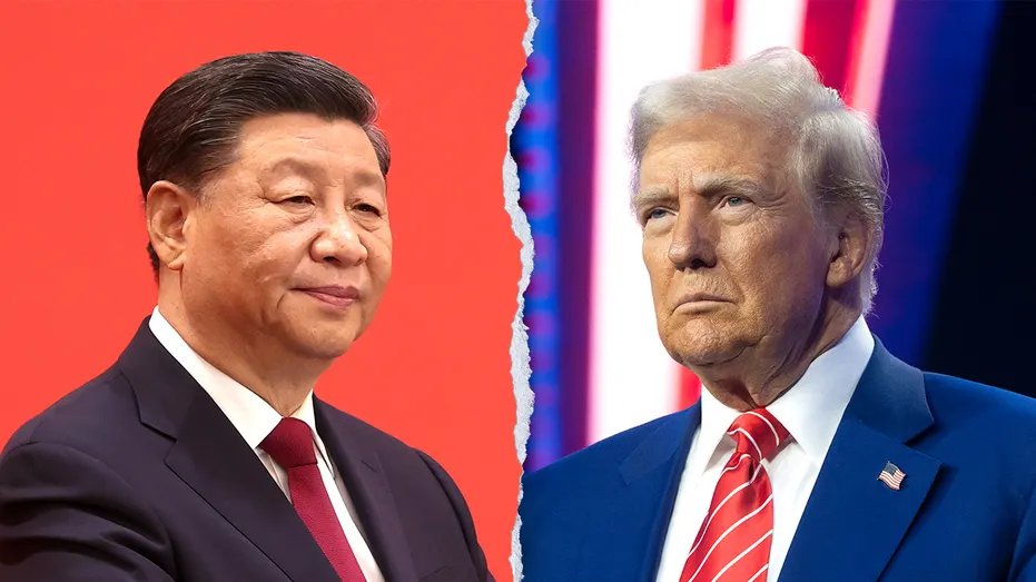 Split photo of Chinese President Xi Jinping, left, and President Donald Trump, right.