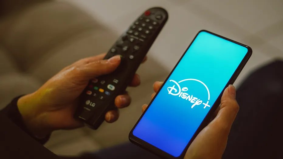 Disney+ logo with TV remote