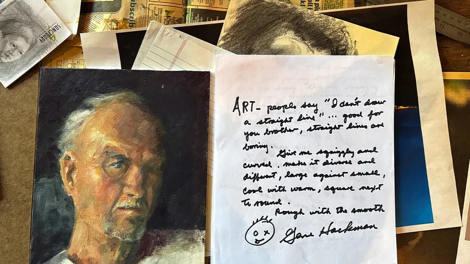 Gene Hackman's estate paintings and handwritten notes.