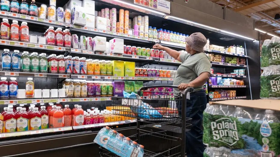 A shopper in a grocery store