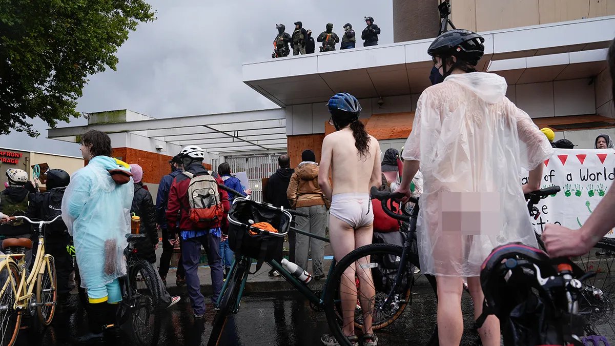 Naked bike ride protest in Portland