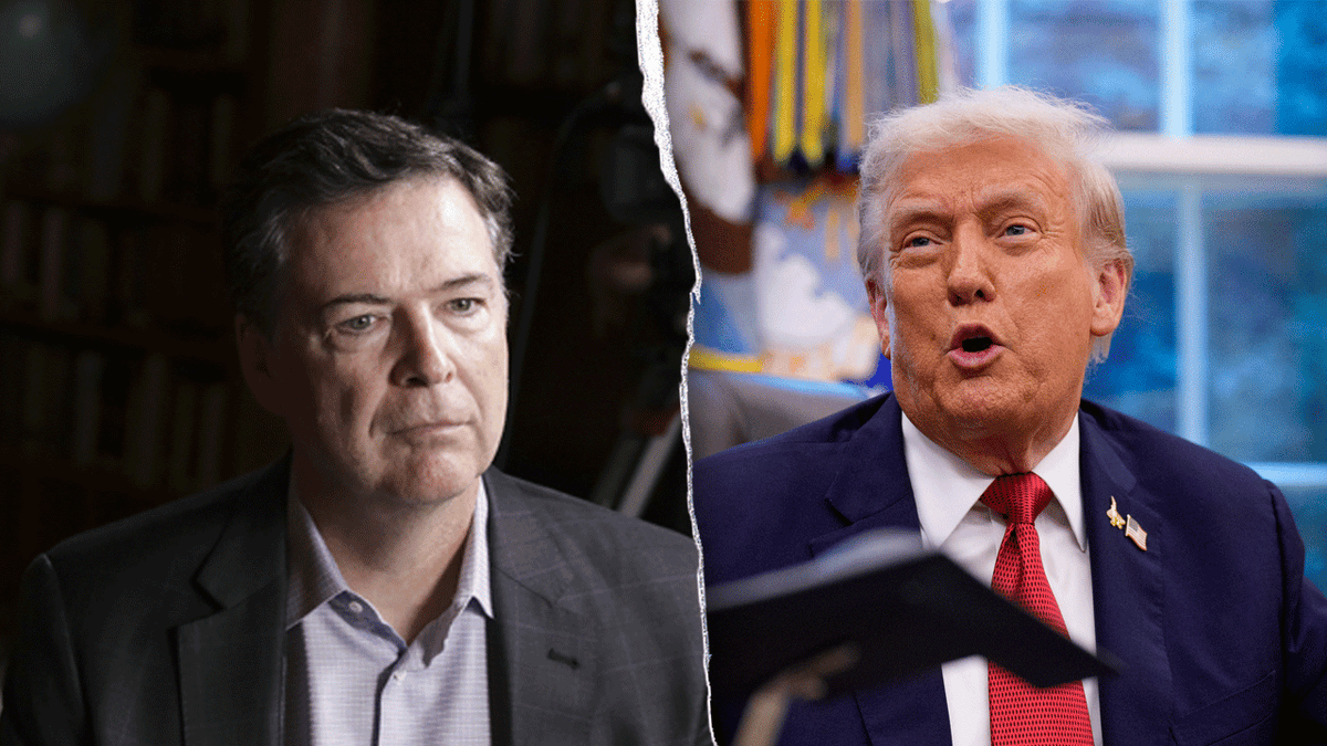 A picture divided into James Comey and Donald Trump