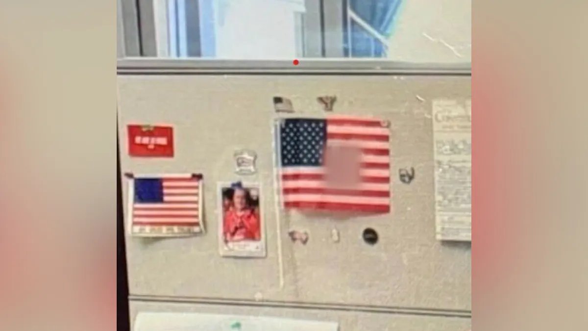 An American flag in Representative Dave Taylor's office