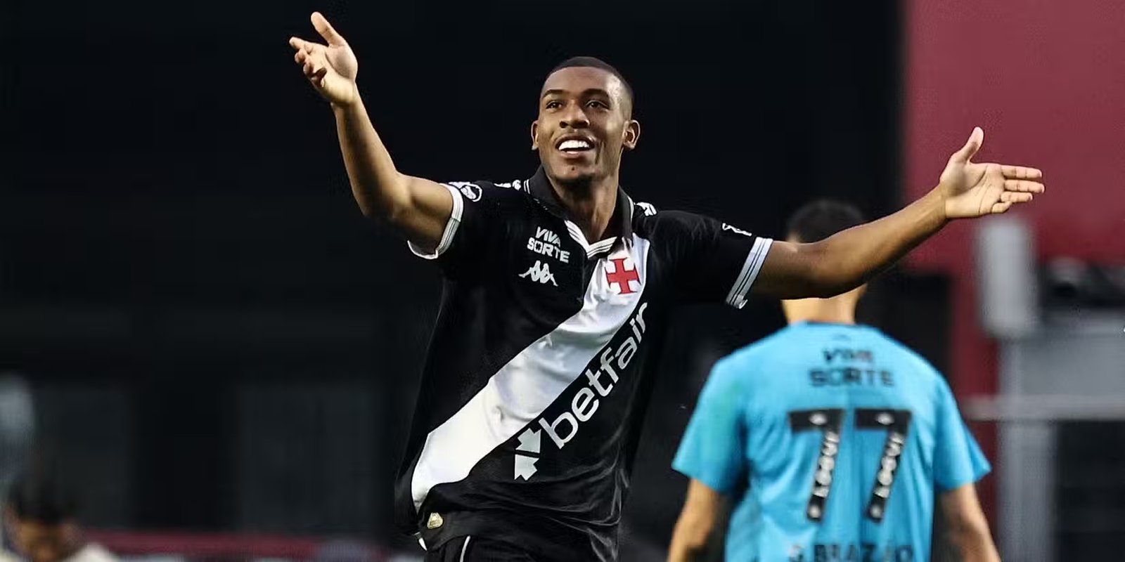 Vasco da Gama player Ryan Vitor celebrates scoring the fourth goal