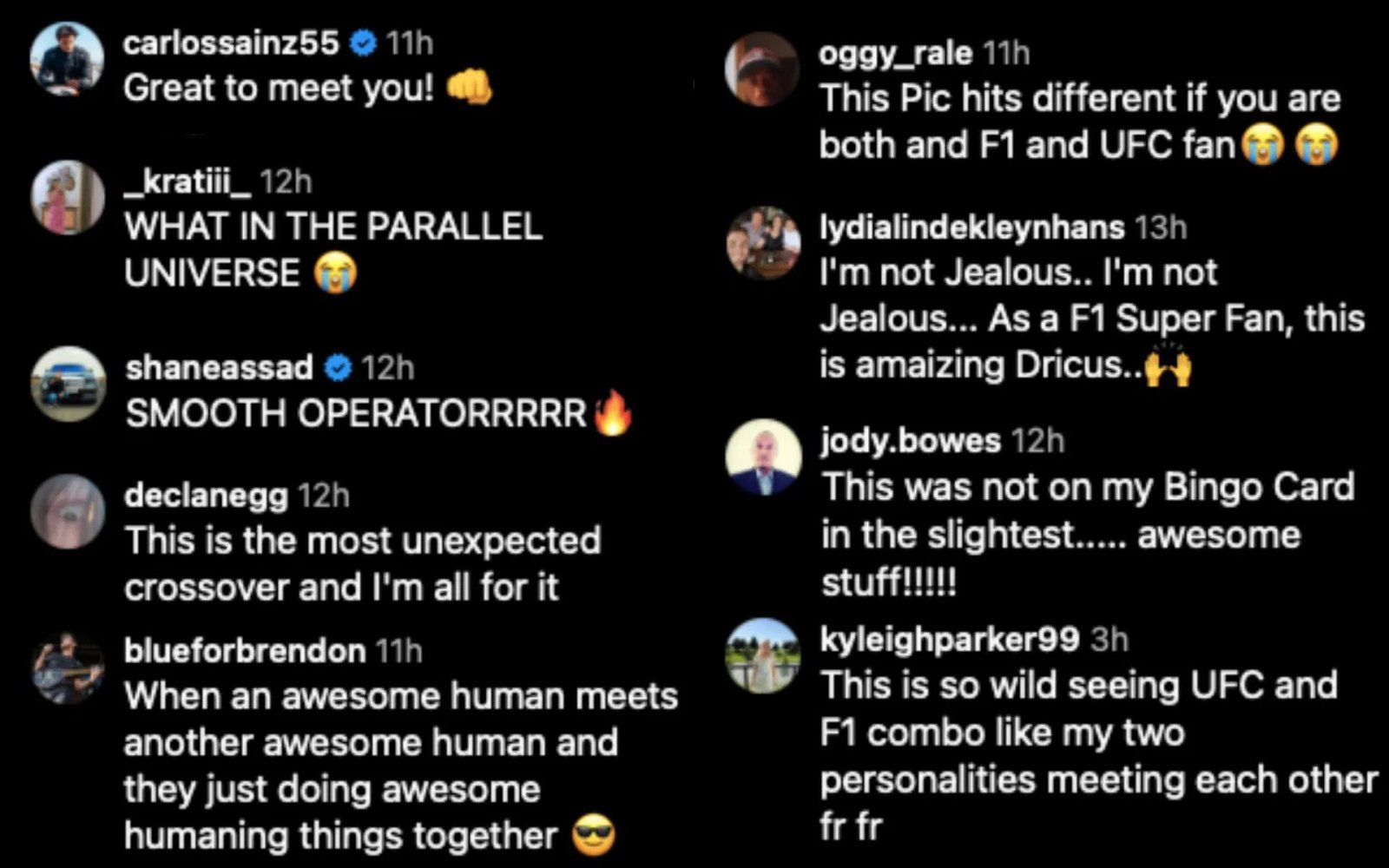 Screenshots from @dricusduplessis on Instagram