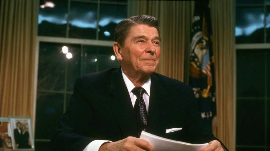 Ronald Reagan gives a speech
