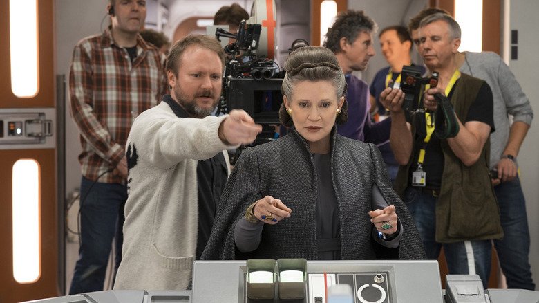 Rian Johnson directs Carrie Fisher as General Leia Organa in Star Wars: The Last Jedi