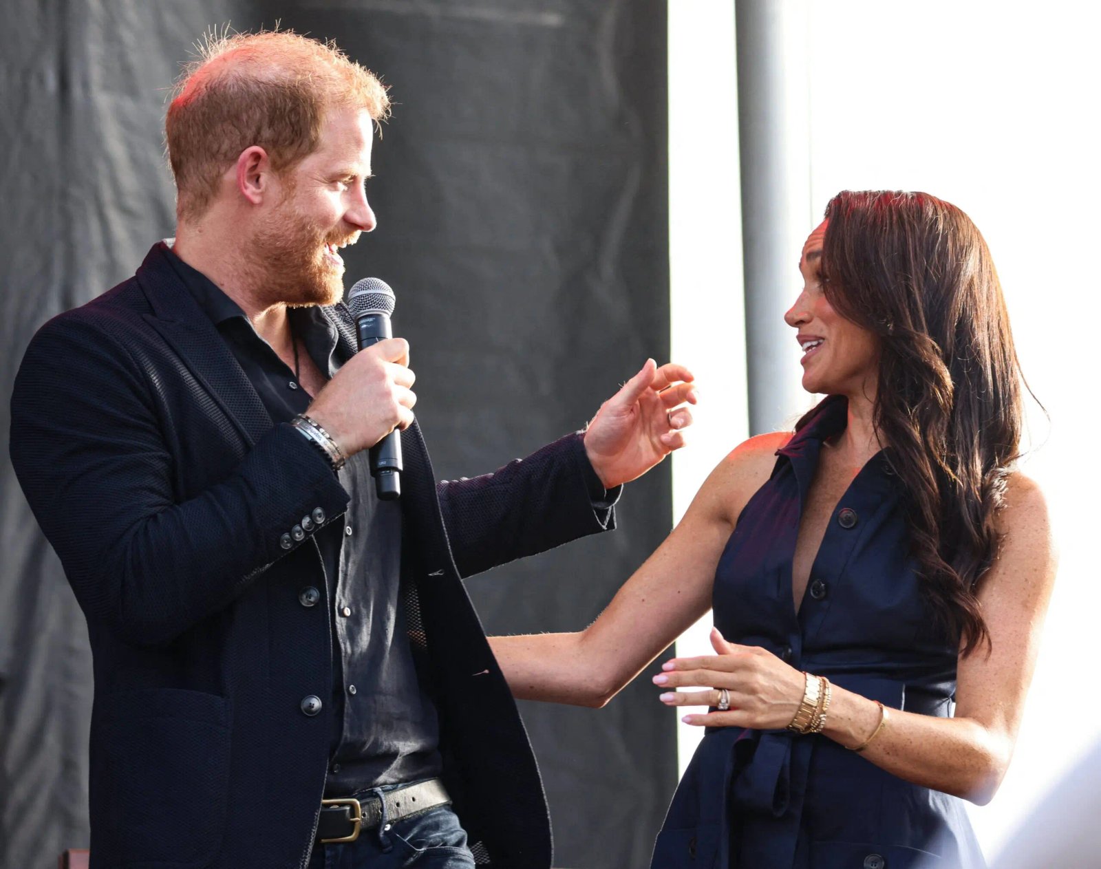 Prince Harry and Meghan Markle on stage at One805 Live 2025