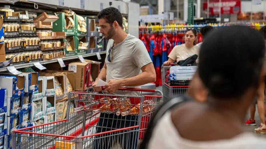 Shoppers at a grocery store