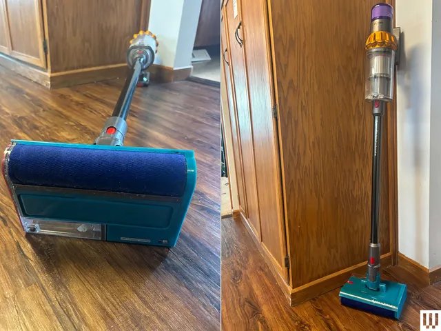 Image may contain: Indoors, Interior Design, Hardwood, Wood, Floor, Flooring, Cleaning, Person, Device, and Appliance