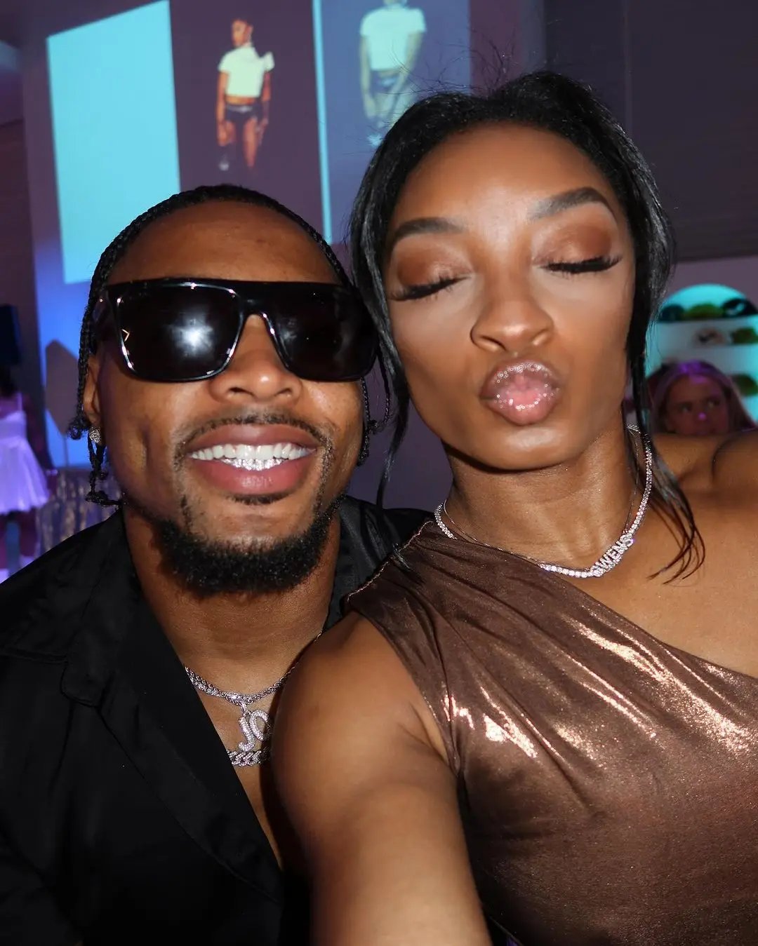 Portrait of Simone Biles and Jonathan Owens