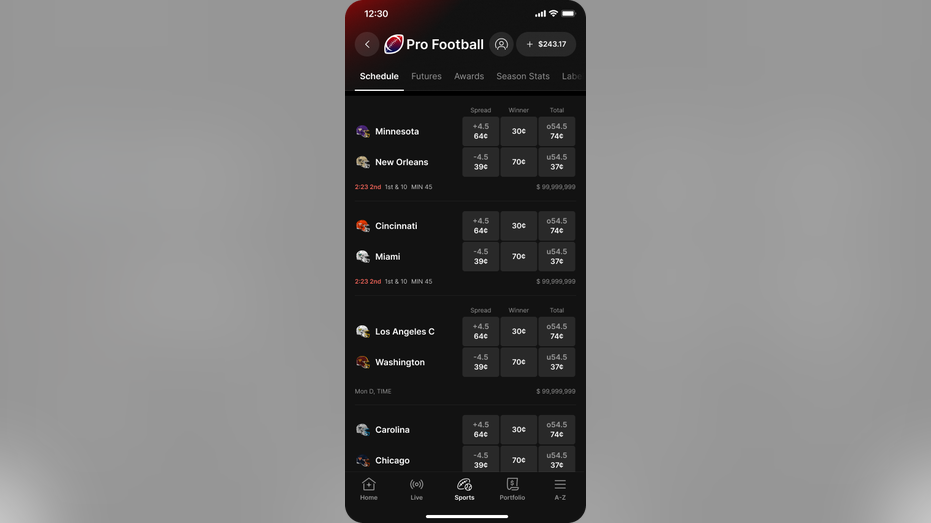 The overall design of the Fanatics Markets application