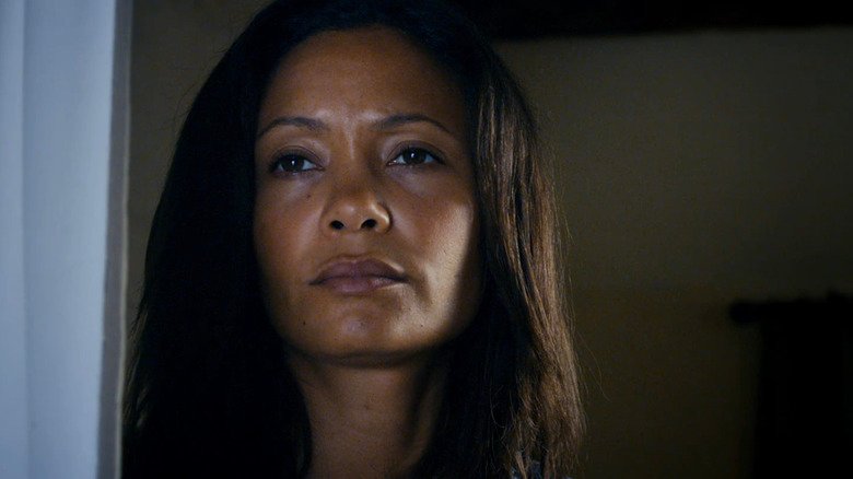 Kate Kennedy, who plays Thandiwe Newton, looks perplexed in Retreat