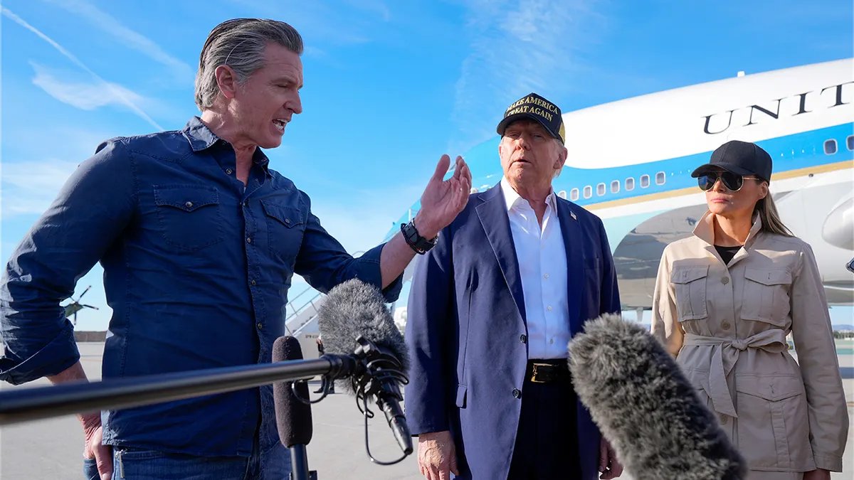 President Donald Trump meets with California Governor Gavin Newsom where they will discuss the wildfires
