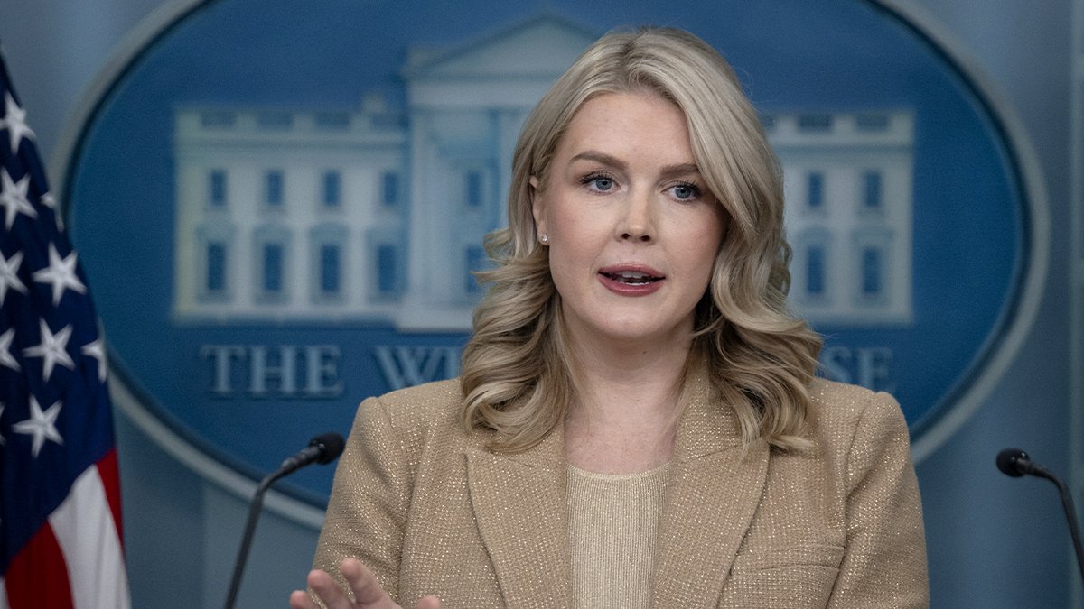 Caroline Levitt at a press conference