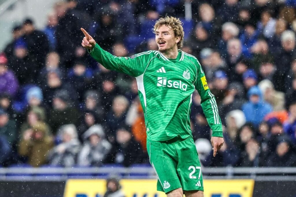 Footballer Nick Woltemade plays for Newcastle United Football Club