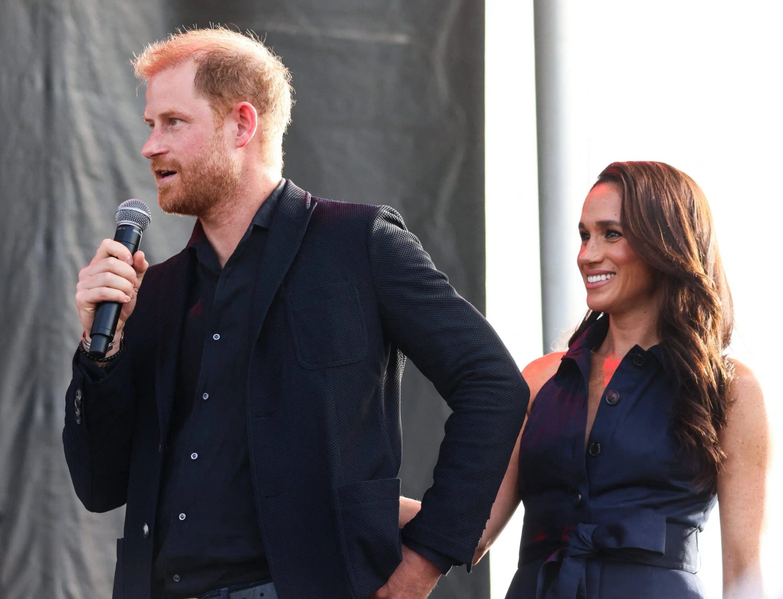 Prince Harry and Meghan Markle on stage at One805 Live 2025