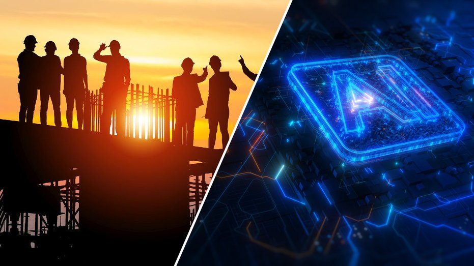 Construction work divided by AI logo