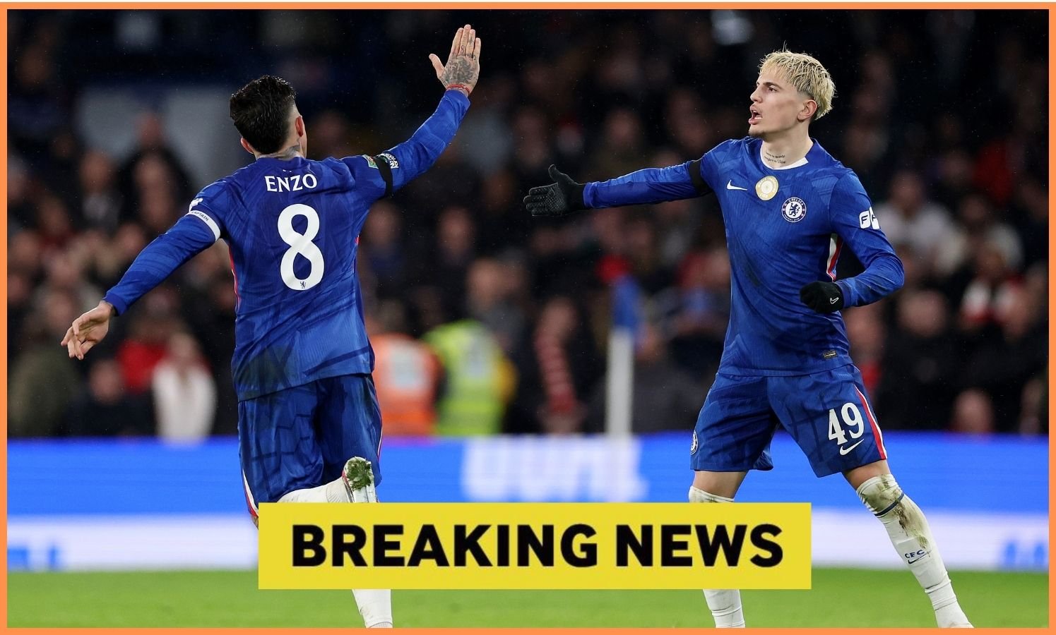 Enzo Fernandez celebrates with Alejandro Garnacho