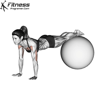 Stable ball push-down exercise
