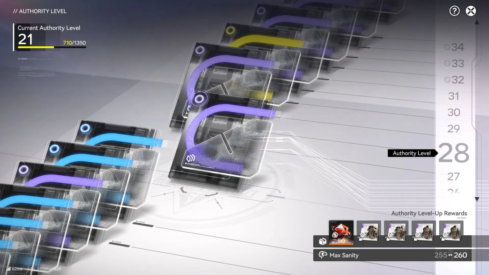 Upgrade power level to increase maximum mental health (Image via Gryphline)